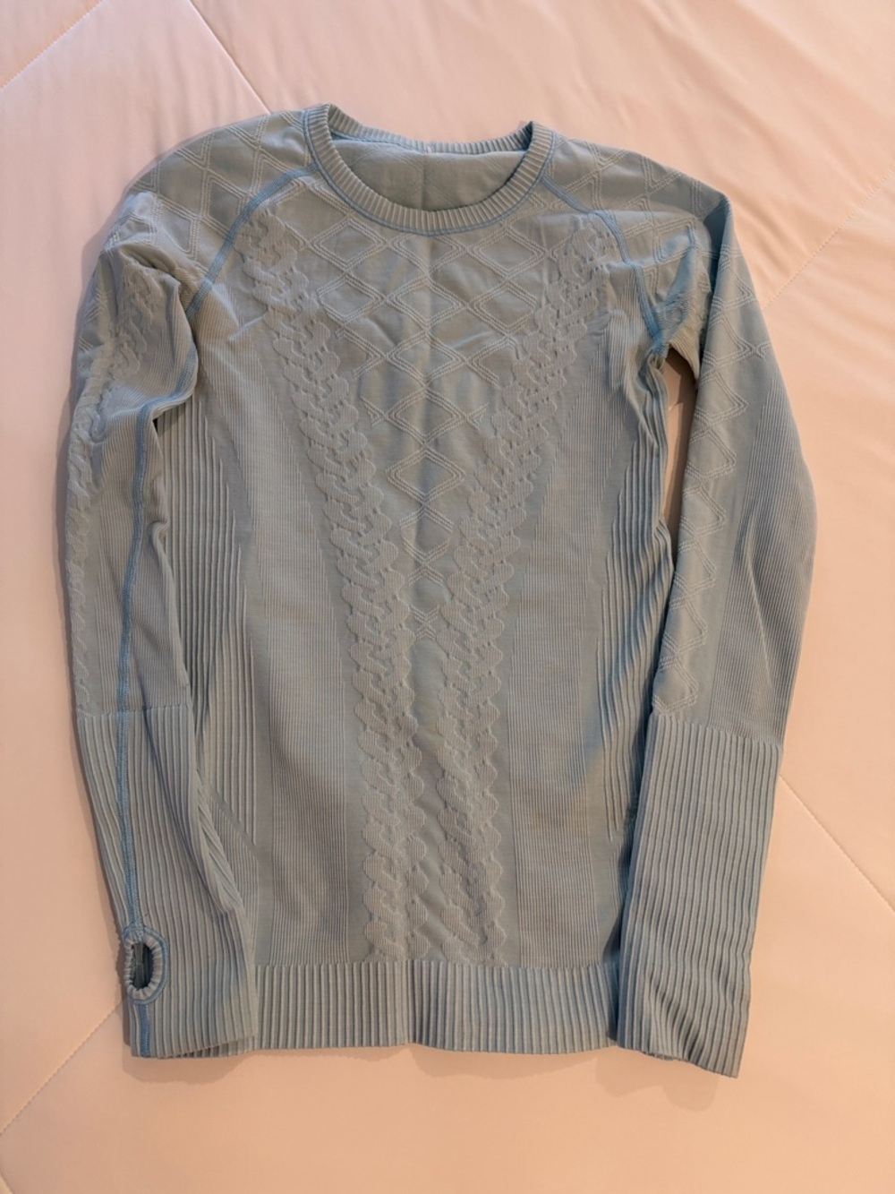 lululemon athletica Light Blue fast and free Long Sleeve Tee - Size 8